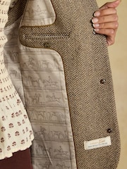Hnědá - Tweed Wool Blend Nehru Collar Gilet - Obrázek 7 z 11