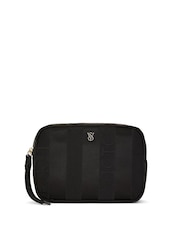 Victoria's Secret Black Jacquard Stripe Make Up Bag - Image 1 of 3