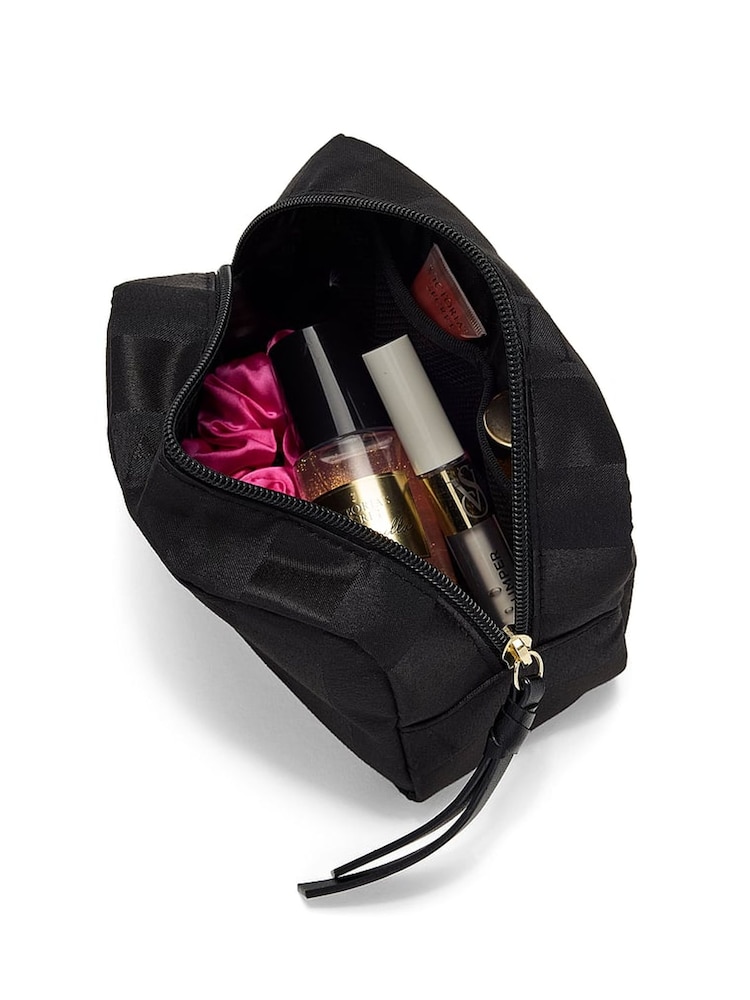 Victoria's Secret Black Jacquard Stripe Make Up Bag - Image 2 of 3 Victoria's Secret Black Jacquard Stripe Make Up Bag - Image 2 of 3