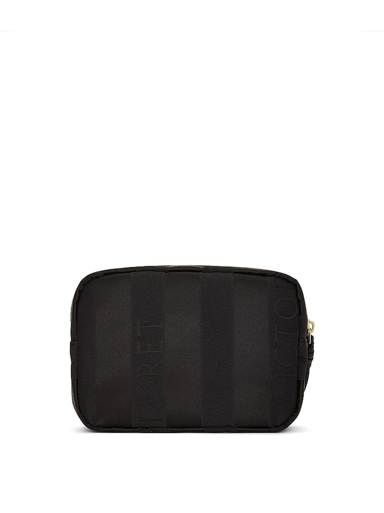 Victoria's Secret Black Jacquard Stripe Make Up Bag - Image 3 of 3 Victoria's Secret Black Jacquard Stripe Make Up Bag - Image 3 of 3