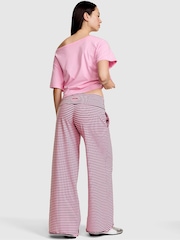 Victoria's Secret Pink Pink/Purple Stripe Foldover Wide leg Trousers - Image 3 of 3