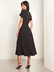Lipsy Black 2 Petite Knot Side Midi Dress - Image 2 of 4