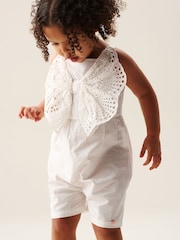 Angel & Rocket White Natalia Broderie Bow Playsuit - Image 4 of 5