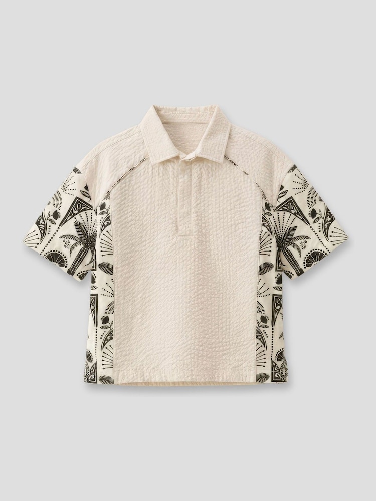 Angel & Rocket Cream Regan Cut And Sew Stripe Palm Shirt - Image 1 of 2