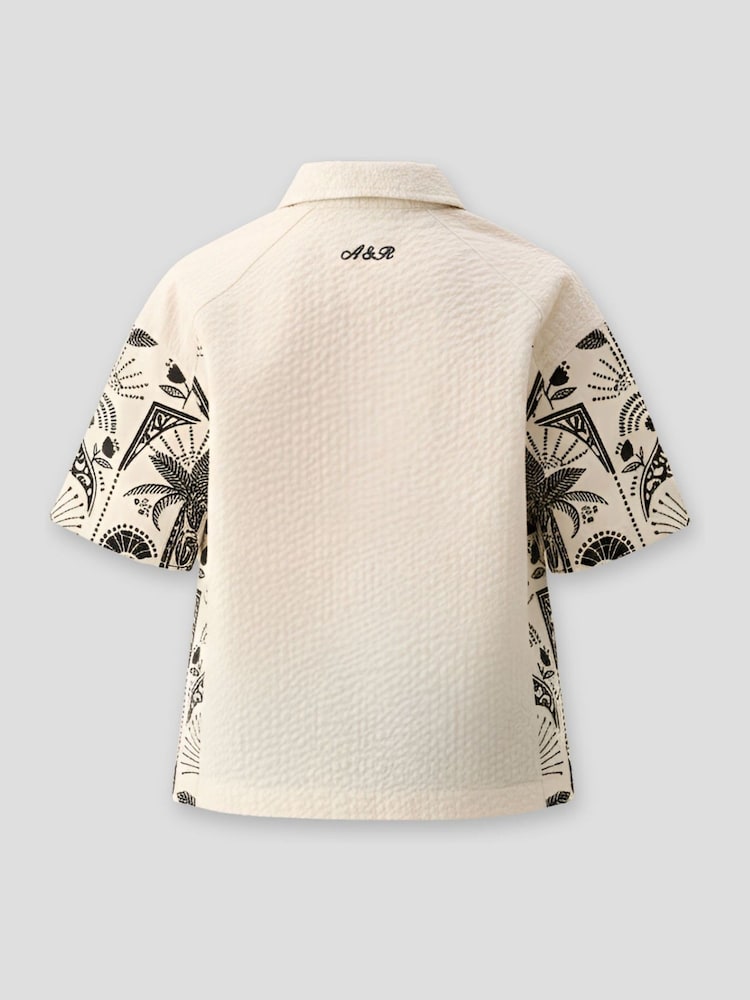 Angel & Rocket Cream Regan Cut And Sew Stripe Palm Shirt - Image 6 of 6 Angel & Rocket Cream Regan Cut And Sew Stripe Palm Shirt - Image 6 of 6