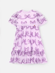 Angel & Rocket Purple Delta Bow Sequin Mesh Dress - Image 10 of 11