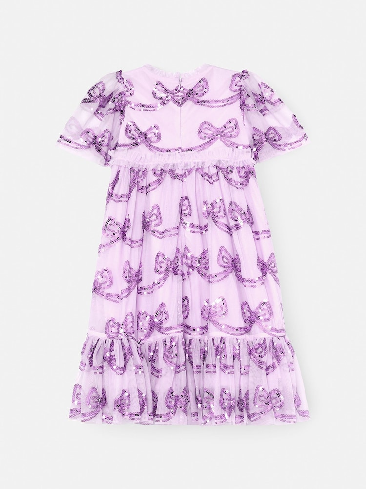 Angel & Rocket Purple Delta Bow Sequin Mesh Dress - Image 11 of 11