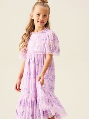 Angel & Rocket Purple Delta Bow Sequin Mesh Dress - Image 8 of 11