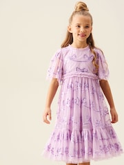 Angel & Rocket Purple Delta Bow Sequin Mesh Dress - Image 9 of 11