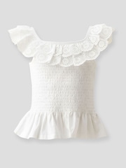 Angel & Rocket Charlie 刺繍 フリル シャーリング ノースリーブトップ - 画像 2 / 2
