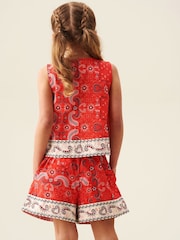 Angel & Rocket Red Ava Tie Front Bandana Print Top - Image 6 of 8