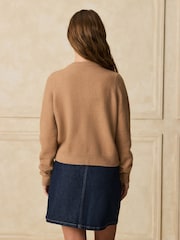 chameau - Cardigan en maille à Manches longues à Col rond Fleuri - Image 3 de 7