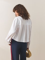 White Casual Long Sleeve Cropped Shirt - Image 4 of 7