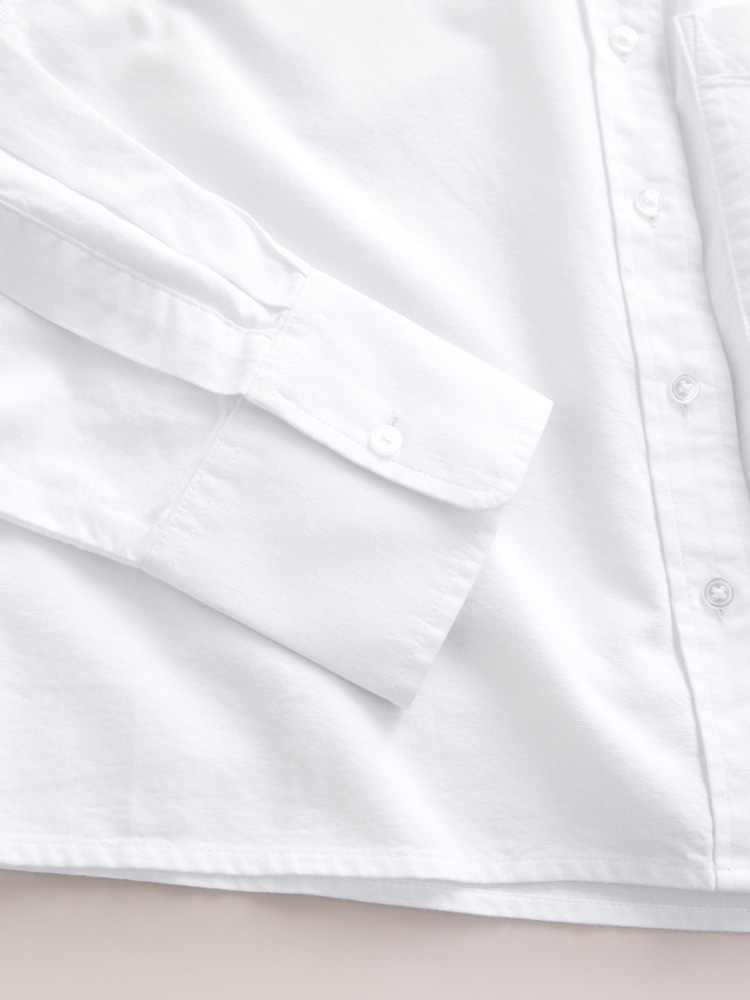 White Casual Long Sleeve Cropped Shirt - Image 7 of 7 White Casual Long Sleeve Cropped Shirt - Image 7 of 7