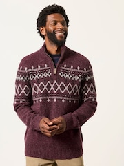 FatFace Brinley Burgundy Red Half Neck Knitted Jumper - Image 1 of 5