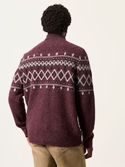FatFace Brinley Burgundy Red Half Neck Knitted Jumper - Image 2 of 5
