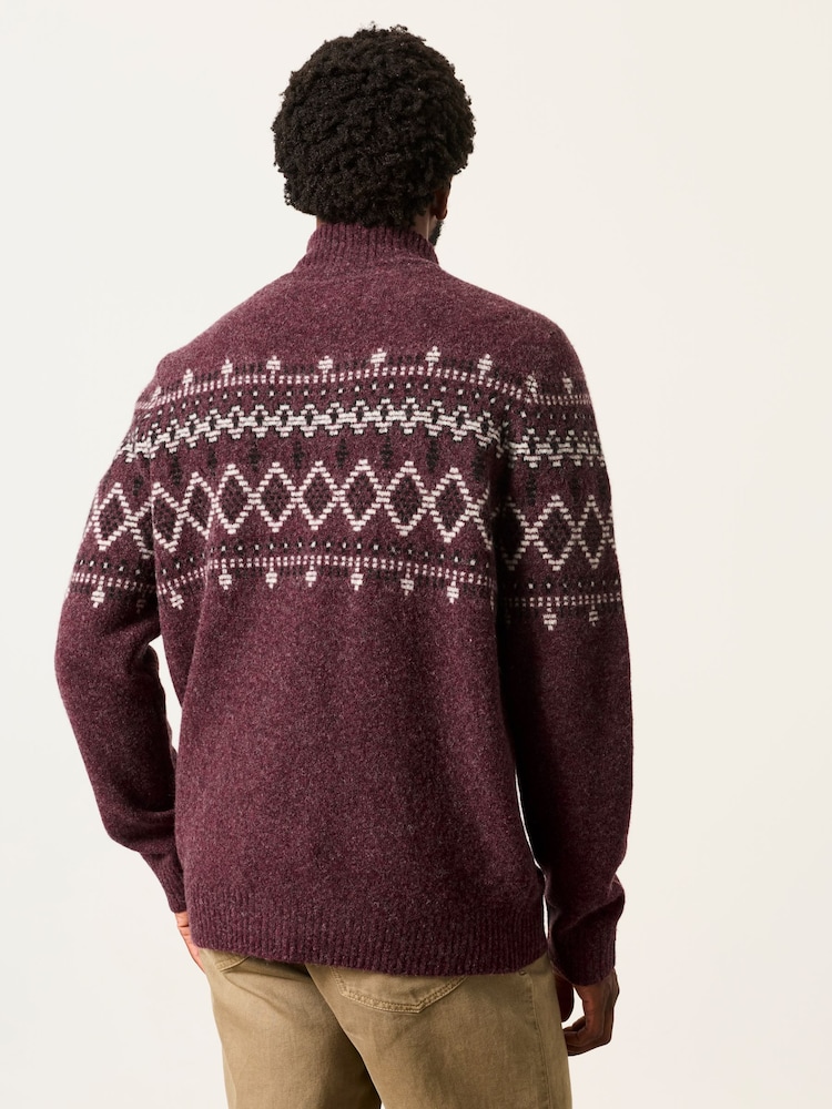 FatFace Brinley Burgundy Red Half Neck Knitted Jumper - Image 2 of 5 FatFace Brinley Burgundy Red Half Neck Knitted Jumper - Image 2 of 5