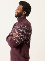 FatFace Brinley Burgundy Red Half Neck Knitted Jumper - Image 3 of 5