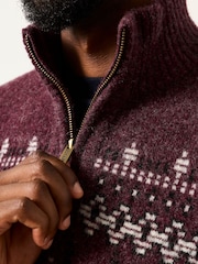 FatFace Brinley Burgundy Red Half Neck Knitted Jumper - Image 4 of 5