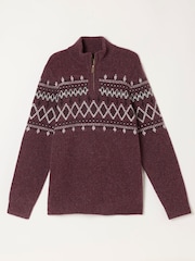 FatFace Brinley Burgundy Red Half Neck Knitted Jumper - Image 5 of 5