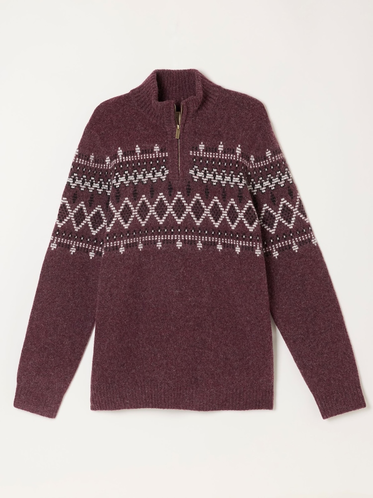 FatFace Brinley Burgundy Red Half Neck Knitted Jumper - Image 5 of 5 FatFace Brinley Burgundy Red Half Neck Knitted Jumper - Image 5 of 5
