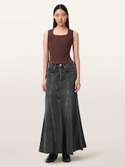 AllSaints Black Alma Denim Skirt - Image 2 of 7