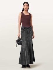 AllSaints Black Alma Denim Skirt - Image 5 of 7