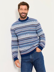 FatFace Blue Fairisle Knitted Crew Neck Jumper - Image 1 of 5