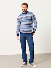 FatFace Blue Fairisle Knitted Crew Neck Jumper - Image 4 of 5
