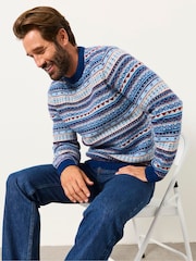FatFace Blue Fairisle Knitted Crew Neck Jumper - Image 5 of 5
