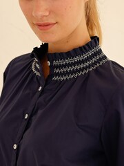 Aspiga Blue Embroidered Smocked Blouse - Image 2 of 4