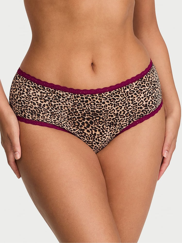 Victoria's Secret Leopard Brown Cheeky Cotton Lace Trim Knickers - Image 1 of 2 Victoria's Secret Leopard Brown Cheeky Cotton Lace Trim Knickers - Image 1 of 2