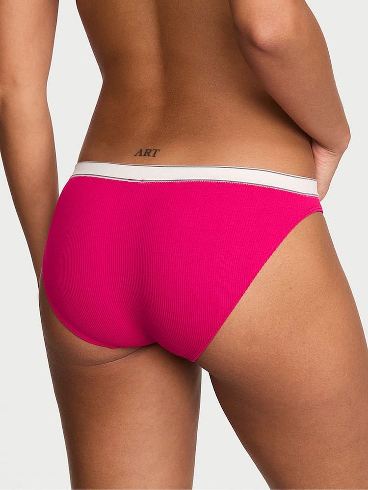 Victoria's Secret Vibrant Fuchsia Pink Bikini Logo Ribbed Knickers - Image 2 of 2 Victoria's Secret Vibrant Fuchsia Pink Bikini Logo Ribbed Knickers - Image 2 of 2