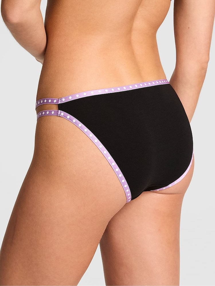 Victoria's Secret Pink Black Love Pink String Bikini Cotton Mini Logo Knickers - Image 2 of 2 Victoria's Secret Pink Black Love Pink String Bikini Cotton Mini Logo Knickers - Image 2 of 2