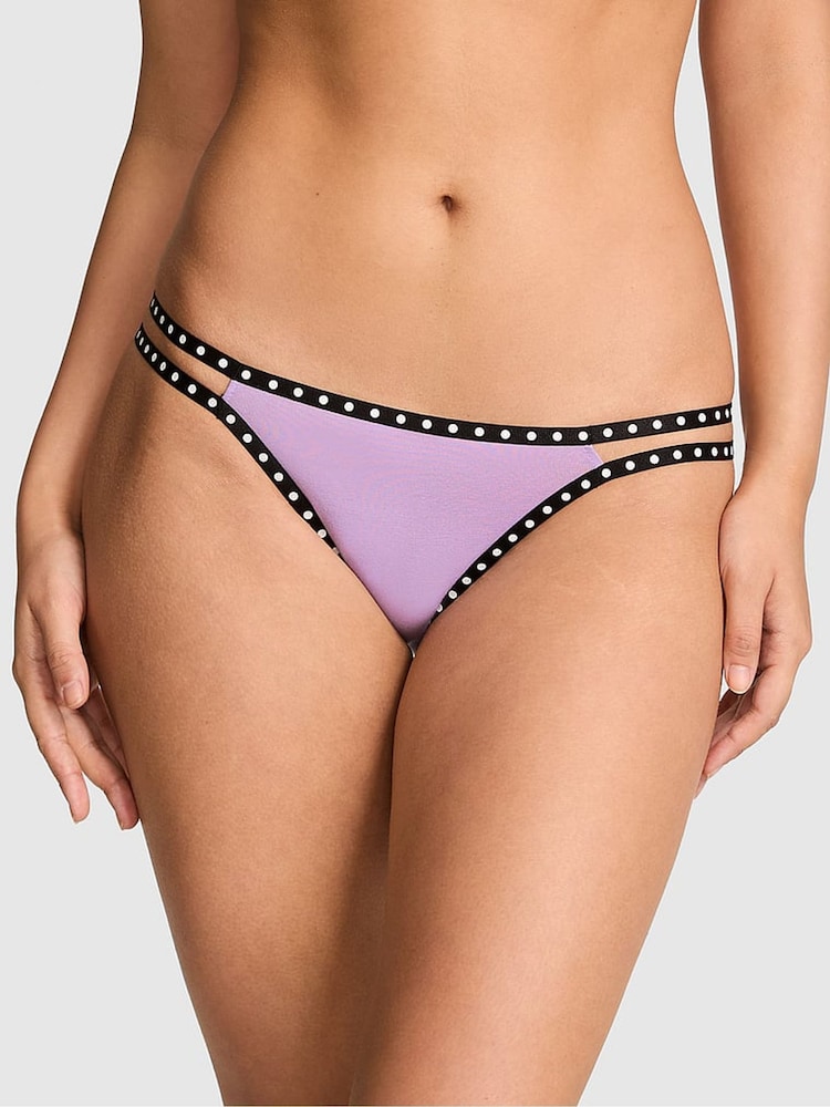 Victoria's Secret Pink Lilac Purple Crush String Bikini Cotton Mini Logo Knickers - Image 1 of 2 Victoria's Secret Pink Lilac Purple Crush String Bikini Cotton Mini Logo Knickers - Image 1 of 2