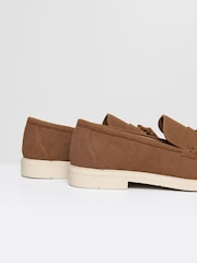 Threadbare Taupe Faux Suede Tassel Loafers - Image 3 of 4