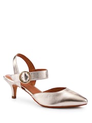 Jones Bootmaker Gold Yohanna Leather Court Shoes - Image 2 of 5