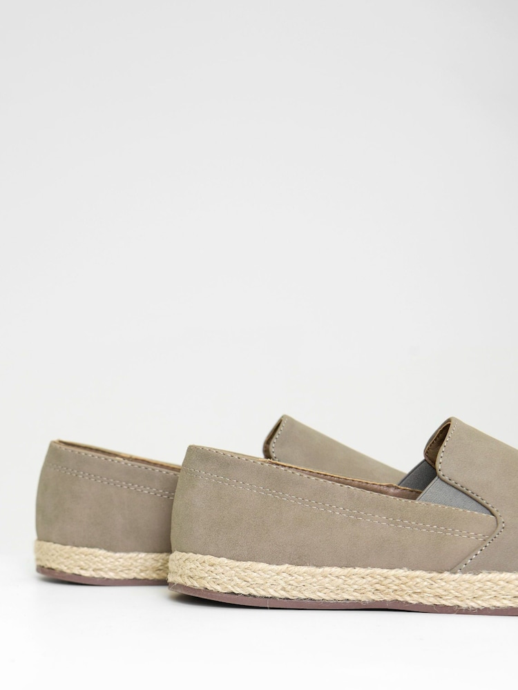 Threadbare Brown Faux Suede Slip On Espadrilles - Image 2 of 4
