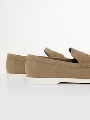 Threadbare Beige Faux Suede Penny Loafers - Image 3 of 4