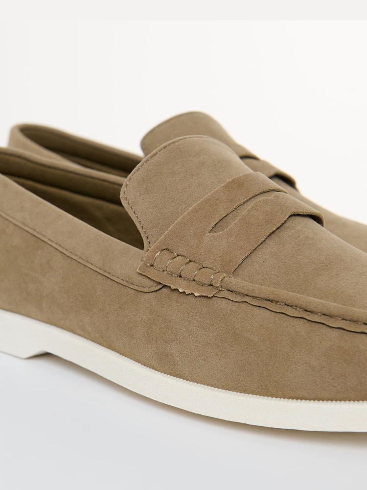 Threadbare Beige Faux Suede Penny Loafers - Image 4 of 4 Threadbare Beige Faux Suede Penny Loafers - Image 4 of 4