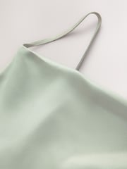 Sage Green Satin Cowl Neck Wedding Guest Bridesmaid Maxi Dress - Image 3 of 3
