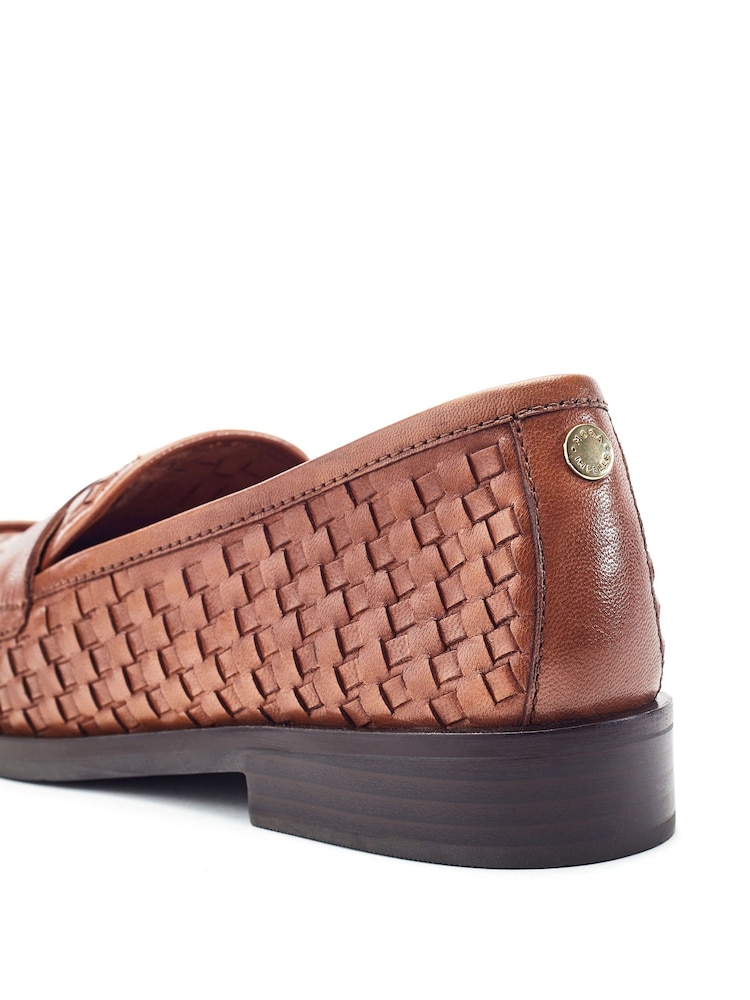 Moda in Pelle Brown Farenza Flat Leather Woven Detail Loafers - Image 3 of 3 Moda in Pelle Brown Farenza Flat Leather Woven Detail Loafers - Image 3 of 3