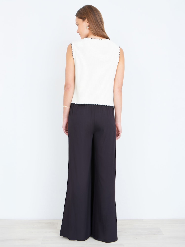 Yumi Cream Knitted Waistcoat With Bow Trims - Image 5 of 5