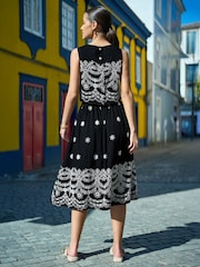 Yumi Black Embroidered Midi Skirt - Image 5 of 5