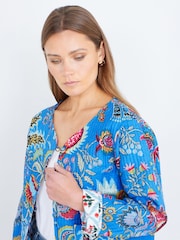 Yumi Blue Boho Print Cotton Reversible Quilted Jacket - Image 3 of 4