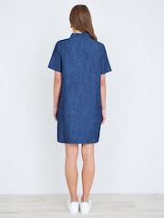 Yumi Blue Chambray Tunic With Pussy Bow Tie - Image 5 of 5