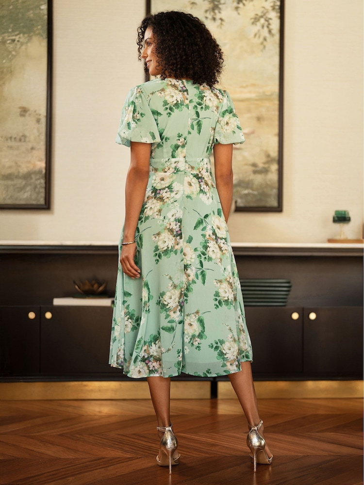 أخضر - فستان نهاري مورد من Yumi مع أربطة أمامية - Image 5 of 5 أخضر - فستان نهاري مورد من Yumi مع أربطة أمامية - Image 5 of 5