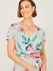 Yumi Green Mesh Floral Maxi Dress - Image 4 of 5