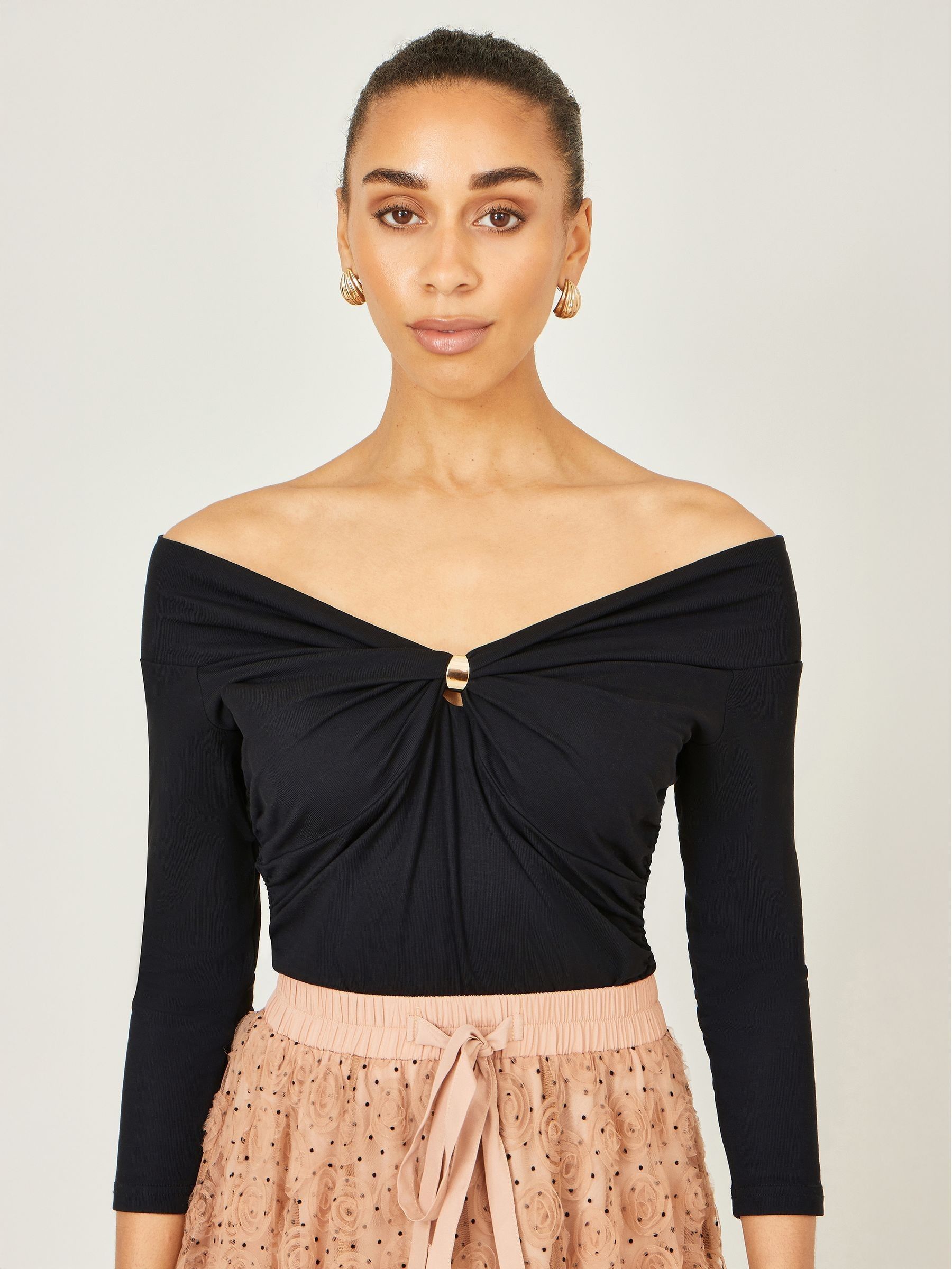 Buy Yumi Black Off The Shoulder Jersey Top from Next USA