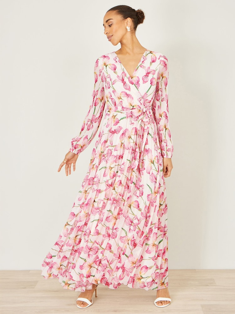 كريم - Yumi Orchid Floral Pleated Wrap Maxi Dress - صورة 1 من 5 كريم - Yumi Orchid Floral Pleated Wrap Maxi Dress - صورة 1 من 5